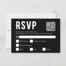 Scan Qr Code OSA kort, svart val av måltid, Bröllo Kort