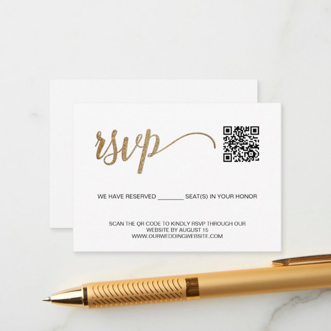 SCAN QR-kod Enkel OSA i Guld med reserverade sittp Tilläggskort (Fram/Back In Situ)