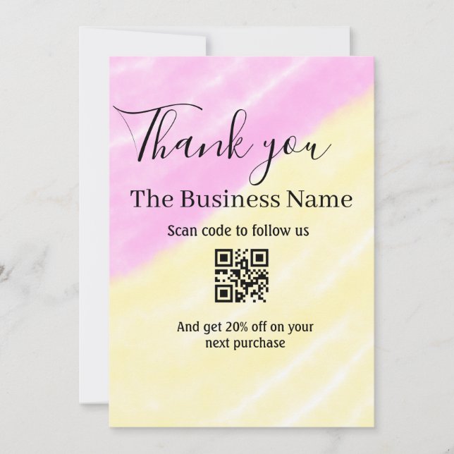 Scan QR to follow us thank you discount code pink  (Framsida)