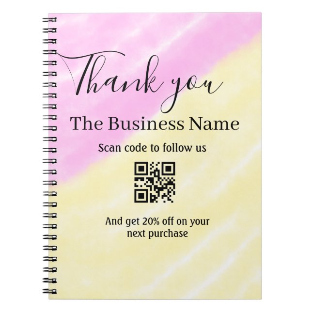 Scan QR to follow us thank you discount code pink  Anteckningsbok (Framsidan)