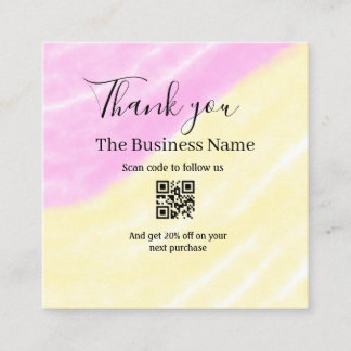 Scan QR to follow us thank you discount code pink Fyrkantigt Visitkort