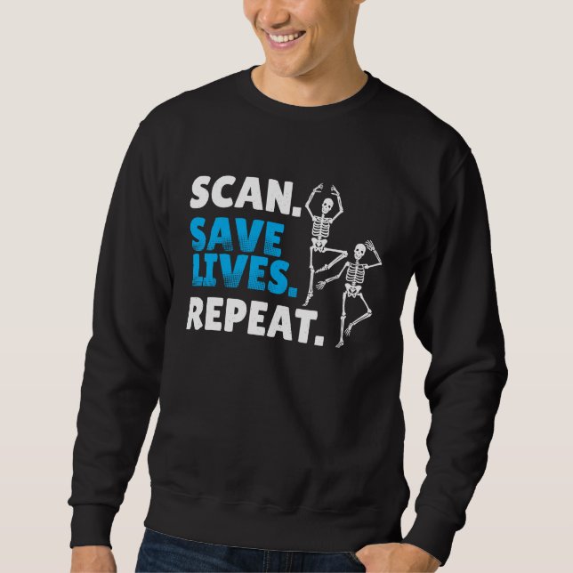 Scan Save Lives Repeat Radiology Radiologist Lång Ärmad Tröja (Framsida)