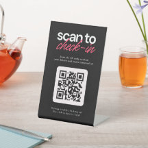 Scan to Check in QR Code Business Tabletop Sign