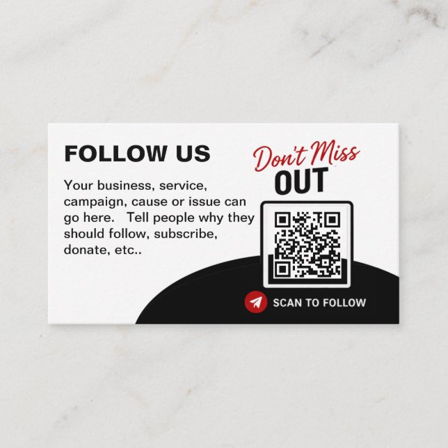 Scan to Follow QR Code Design Template Visitkort (Framsida)