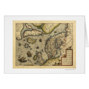 Scandanavia karta vid Ortelius 1570 Hälsningskort
