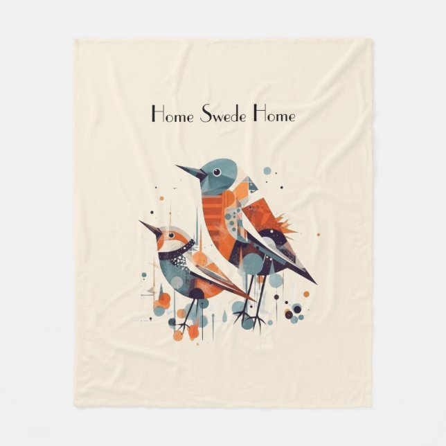 Scandi Aviary Duet, anpassad Fleecefilt (Framsidan)