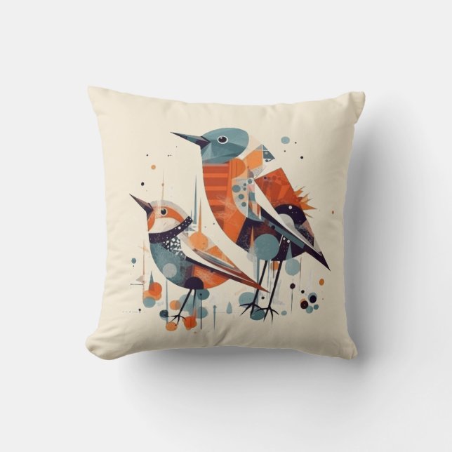 Scandi Aviary Duet, anpassad Kudde (Framsida)