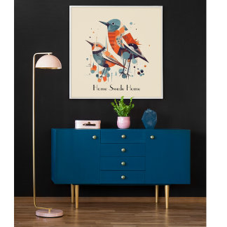 Scandi Aviary Duet, anpassningsbar Poster