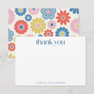 Scandi Boho Flower Blue Anpassningsbar Möhippa Tack Kort