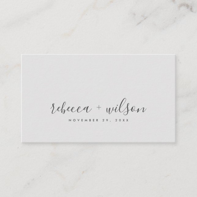 SCANDI CLEAN LIGHT GRÅTT MINIMAL BRÖLLOP TACK VISITKORT (Framsida)