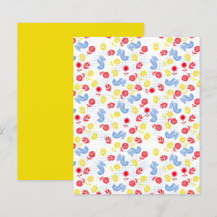 Scandi Ditsy Blue Bird Red Gult Flower Scrapbook