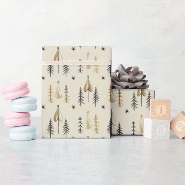 Scandi Elfenbens Jul Tåreformad Prydnad  Presentpapper (Baby Shower)