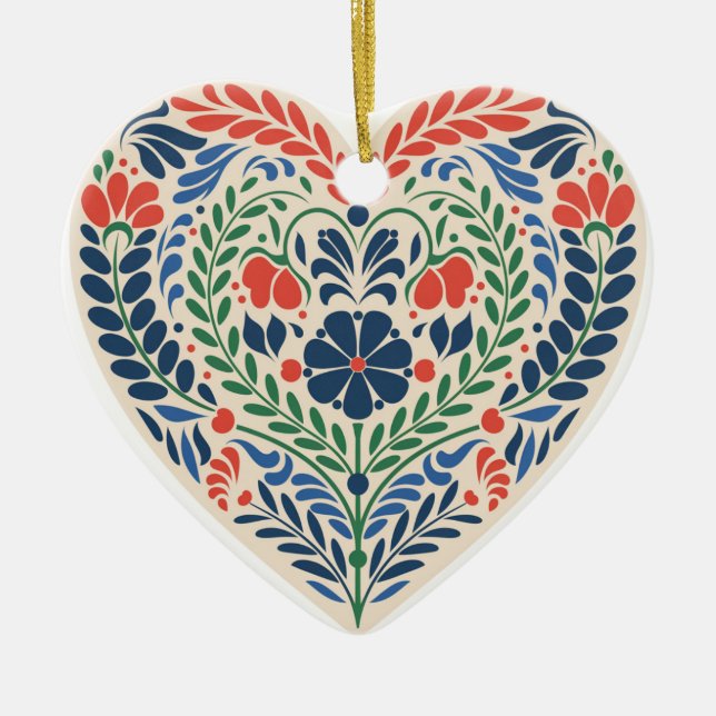 Scandi Heart – Swedish Folk Art Ornament (Framsidan)