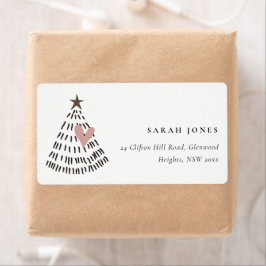 Scandi Minimal Blush Heart Christmas Tree Address Fraktsedel