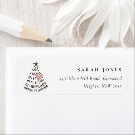 Scandi Minimal Blush Heart Christmas Tree Address Returadress Etikett