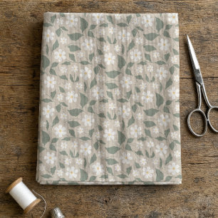 Scandi Modern Daisy Blommig Mjuk Beige & Grön Tyg