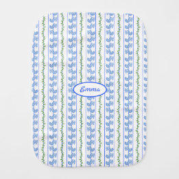 Scandi Nordi Blue Birds Rand Red Gula blommor Bebistrasa