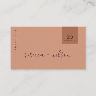 SCANDI RUST PEACH ROSA MINIMAL BRÖLLOP TACK VISITKORT