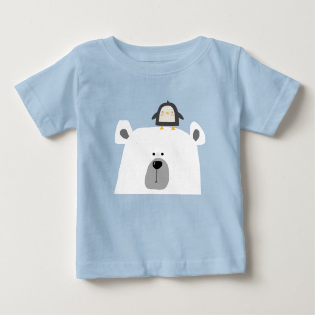 Scandi söta Isbjörn och Pingvin T Shirt (Framsida)