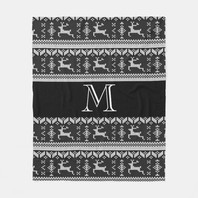 Scandi svart och alpin grå färgrennorrman fleecefilt (Framsidan)