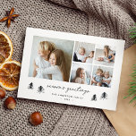 Scandi Träd | Modern minimal fotosamling Julkort<br><div class="desc">Vår Scandi Träd-fotosamlingskort är en modern men fektiv helgdag-kortdesign med minimalistiska vibes och har fem kvadratiska foton med "Season's Greetings" under handskisserade skriptbokstäver. Anpassa till din familj namn och året,  som är inkapslat i en grupp av hand plockade gräs träd.</div>