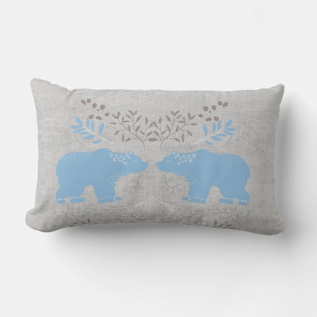 Scandia Blue Björnar Lumbarkudde (Framsida)