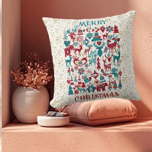 Scandia God jul Symbols Nordiska Skandinavien Kudde (Scandia Merry Christmas Symbols Nordic Scandinavia Throw Pillow)