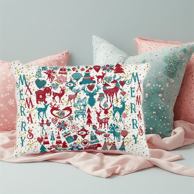 Scandia God jul Symbols Nordiska Skandinavien Prydnadskudde (Scandia Merry Christmas Symbols Nordic Scandinavia Accent Pillow)