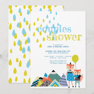 Scandinavian Art Par Shower Inbjudningskort Folfox