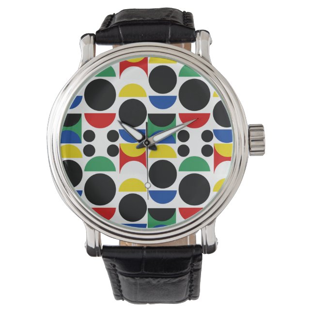 Scandinavian Bauhaus Mid-Century Mönster Armbandsur (Framsida)