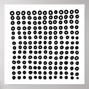 Scandinavian Black White Abstrakt Circle Rows Art Poster