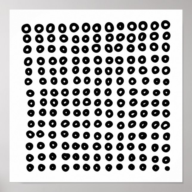 Scandinavian Black White Abstrakt Circle Rows Art Poster (Framsidan)