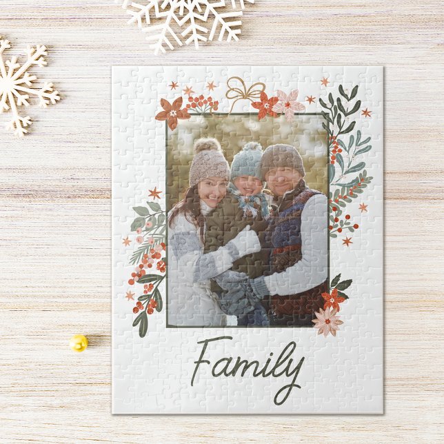 Scandinavian Blommigt Family Helgdag Photo Pussel (Skapare uppladdad)