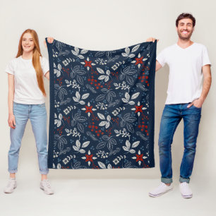 Scandinavian Blommigt Folk Art Seamless Mönster Fl Fleecefilt