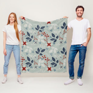 Scandinavian Blommigt Folk Art Seamless Mönster Fl Fleecefilt