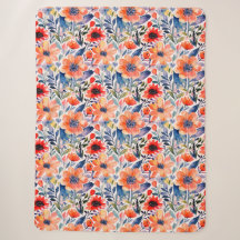 Scandinavian Blommigt Sherpa Blanket