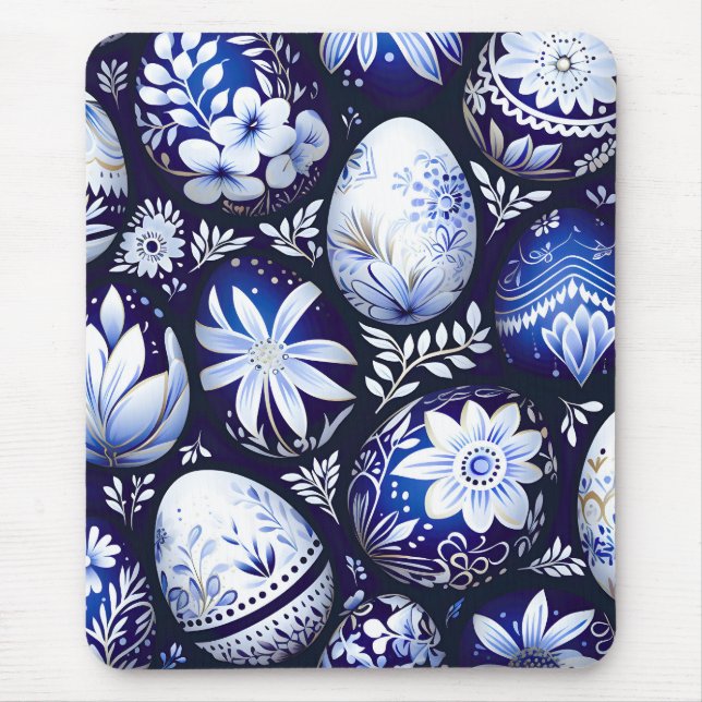 Scandinavian Blue Easter Egg Spring Floral Musmatta (Framsidan)