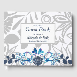 Scandinavian Blue Grått Blommönster Gästböcker
