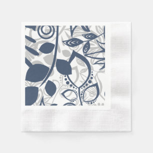 Scandinavian Blue Grått Blommönster Pappersservett