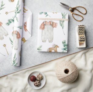 Scandinavian Boho Nursery Mönster Presentpapper