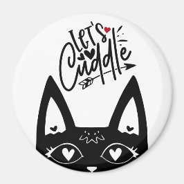Scandinavian Ccat Lets Cuddle Black and White Magnet
