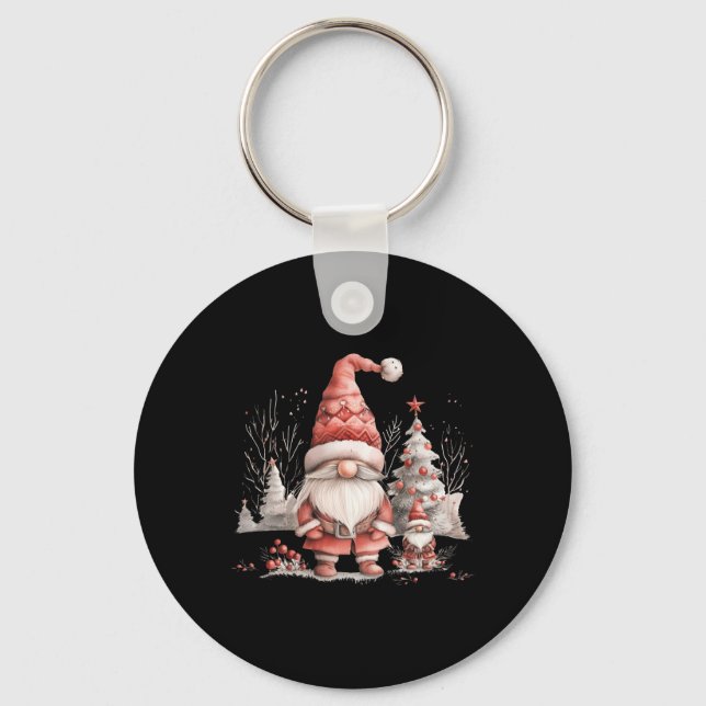 Scandinavian Christmas Gnome Red Berries T Shirt  Nyckelring (Framsida)