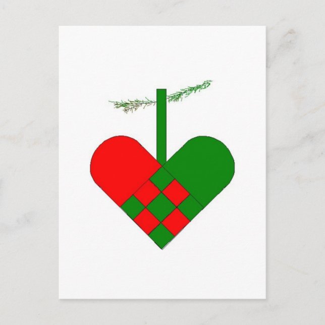 Scandinavian Christmas Hearts Helg Vykort (Framsida)