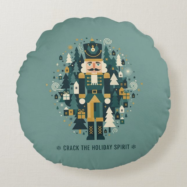 Scandinavian Christmas Nutcracker Rund Kudde (Framsidan)