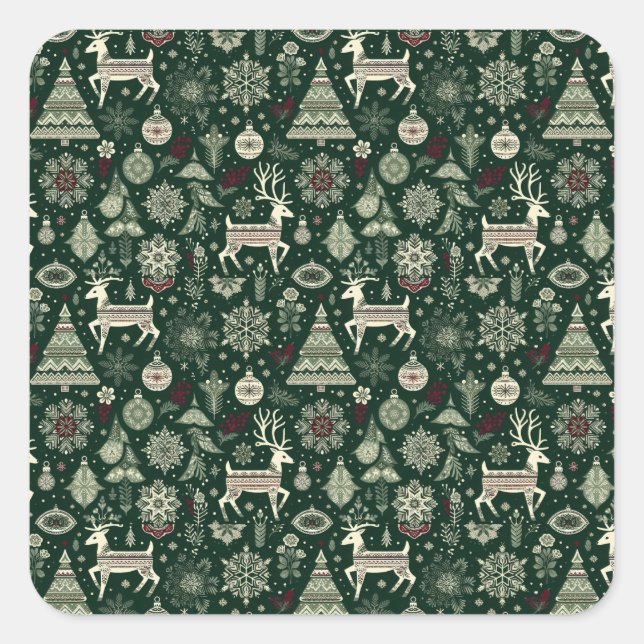 Scandinavian Christmas Time Fyrkantigt Klistermärke (Framsida)