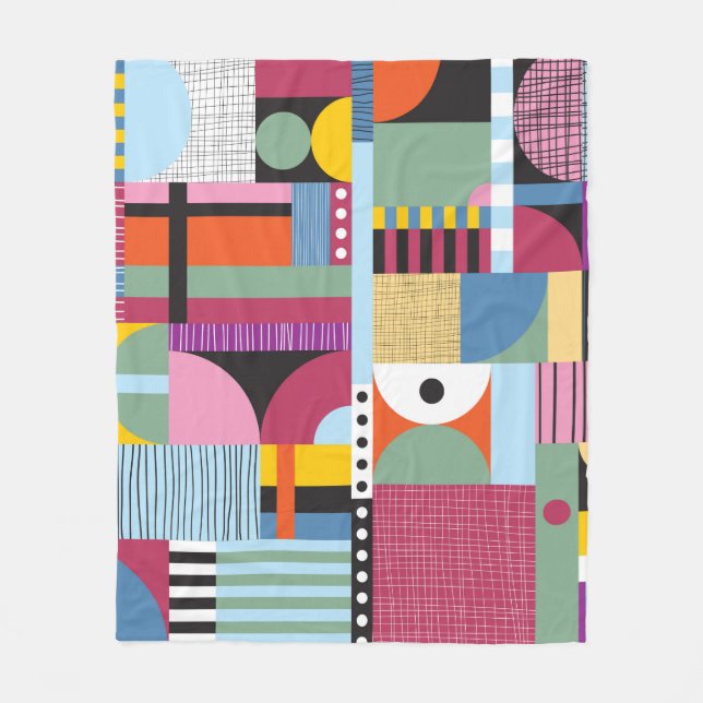 Scandinavian colorful pattern fleecefilt (Framsidan)