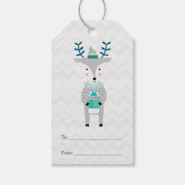 Scandinavian Cute Reindeer God jul Presentetikett