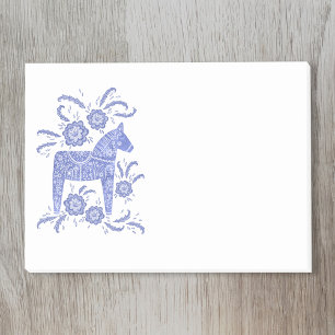 Scandinavian Dala Horse Blue Post-it Block