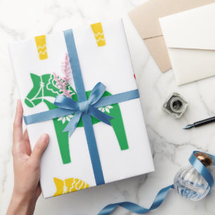 SCANDINAVIAN DALA HORSE GIFT WRAPPING PRESENTPAPPER