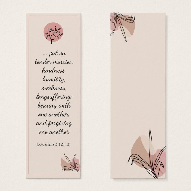 Scandinavian Elegant Blommigt Bible Verse Bookmark Litet Visitkort (Framsida & baksida)
